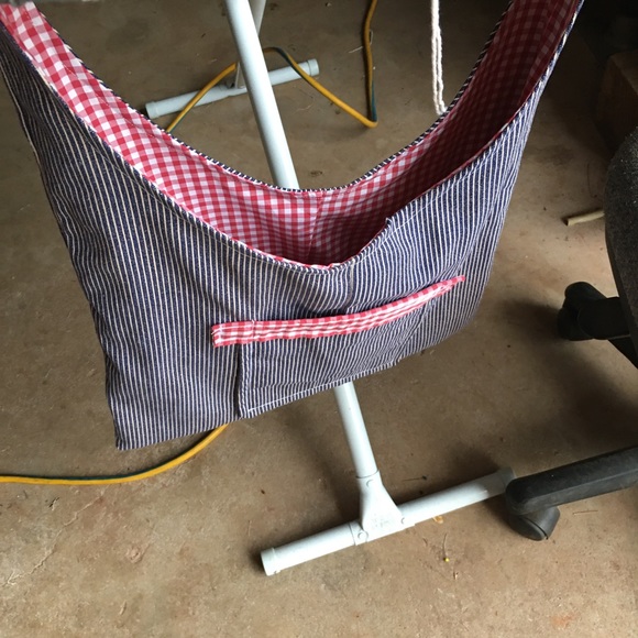 Handmade Boho railroad pin stripe Bag - Picture 5 of 5